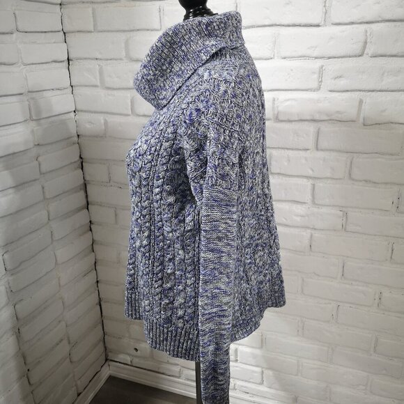 American Eagle Outfitters Ladies Size Medium Purple, Gry & Wht Cowl Neck Sweater - Picture 6 of 10